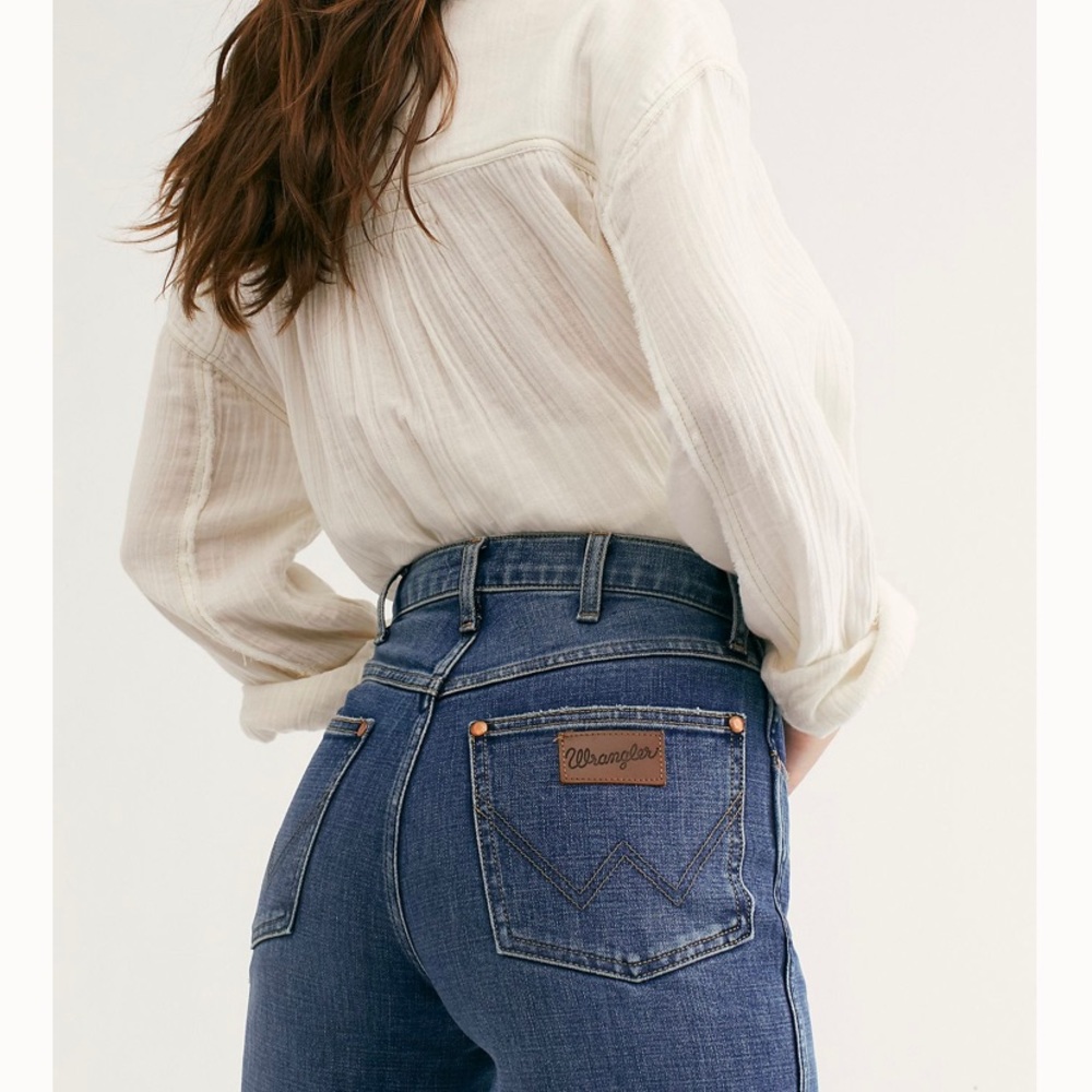 Perfectly worn in Wrangler straight leg jeans